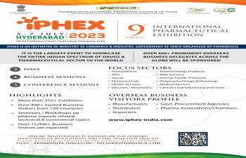 iPHEX-2023: India’s Mega Pharma Exhibition & B2B: 5 -7 July 2023 at Hitex, Hyderabad, India